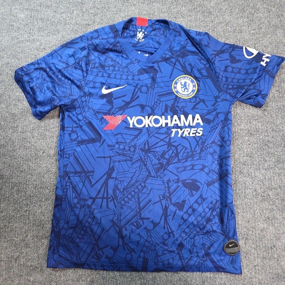 Chelsea FC Jersey Mens Medium Blue Soccer Football Nike Yokohama Tyres Home